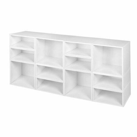 NICHE Cubo Storage Set with 4 Full Cubes & 8 Half Cubes, White Wood Grain PC4F8HWH